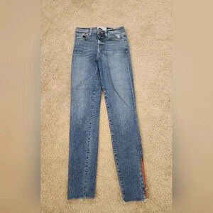 Etienne Marcel Size 25 Medium Blue Wash Jeans Straight Leg Red Zippers #C63